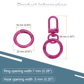 QUARKZMAN 30 Stück Hummerklaue Karabiner Schlüsselanhänger Schwenk Trigger Clips Zinklegierungen Bunte Schlüsselanhänger Clip Snap Haken Splint Ringe für DIY Schmuckherstellung, Fuchsia