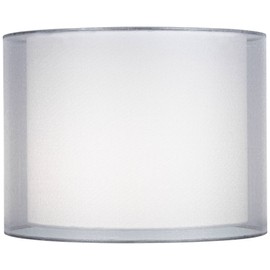 Silver and White Double Sheer Small Drum Lamp Shade 12" Top x 12" Bottom x 9" High (Spider) Replacement with Harp and Finial - Springcrest