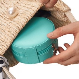 Travel Jewellery Box,PU Leather Samll Jewelry Case,Portable Jewelry Storage for Rings Necklace Earrings Stud Bracelets Blue