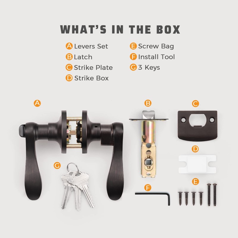 KNOBWELL 1 Pack Keyed Entry Front Door Handle Entrance Handlesets