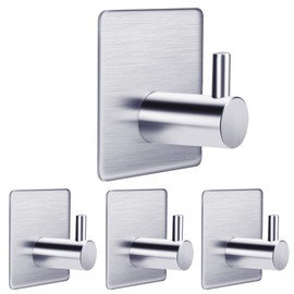 Quavzotu Adhesive Hooks for Hanging Towel, No Drill Sticky Hooks Towel Hooks for Bathroom/Kitchen/Shower Wall, Waterproof Stick on Coat Hooks for Hanging Clothes Robe