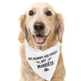 Bandana para perro de boda – My Mommy and Daddy Got Married – Anuncio de compromiso – Baberos suaves para boda y accesorios para fotos para perros pequeños a grandes, color blanco