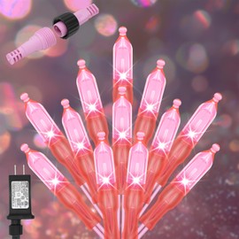 ILLUMINEW Pink Christmas Lights - 98ft 2 Pack 150 Count Connectable Waterproof Led Fairy Lights Bulbs for Indoor Outdoor Christmas Tree Wedding Valentine's Day Decor (Pink, 150 Count - 2 Pack)