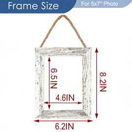VMUZEDER 5x7 Wall Hanging Picture Frames Collage with 2 Frames Rustic White