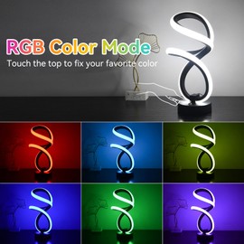 AVANLO Modern Table Lamps Dimmable Spiral Lamp for Bedroom,Touch RGB + Dimmable White Cool LED Desk Lamp for Nightstand Bedside Decor