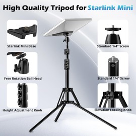 UBeesize Starlink Mini Tripod Mount Kits, Adjustable Height and Angle Tripod Mounting kit with Pipe Adapter Compatible with Starlink Mini Satellite for Camping and RV Travel