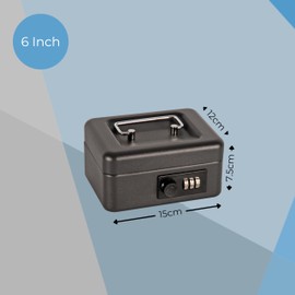 Cathedral Products 6 Inch Steel Cash Box with Combination Lock | Durable & Secure | Portable Design with Lift-Out Tray