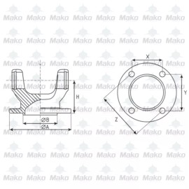 Mako 4-2-669 Driveshaft Flange Yoke 1550 .512 Hole on 4.750BC, 3.750M pilot OD:5.774"