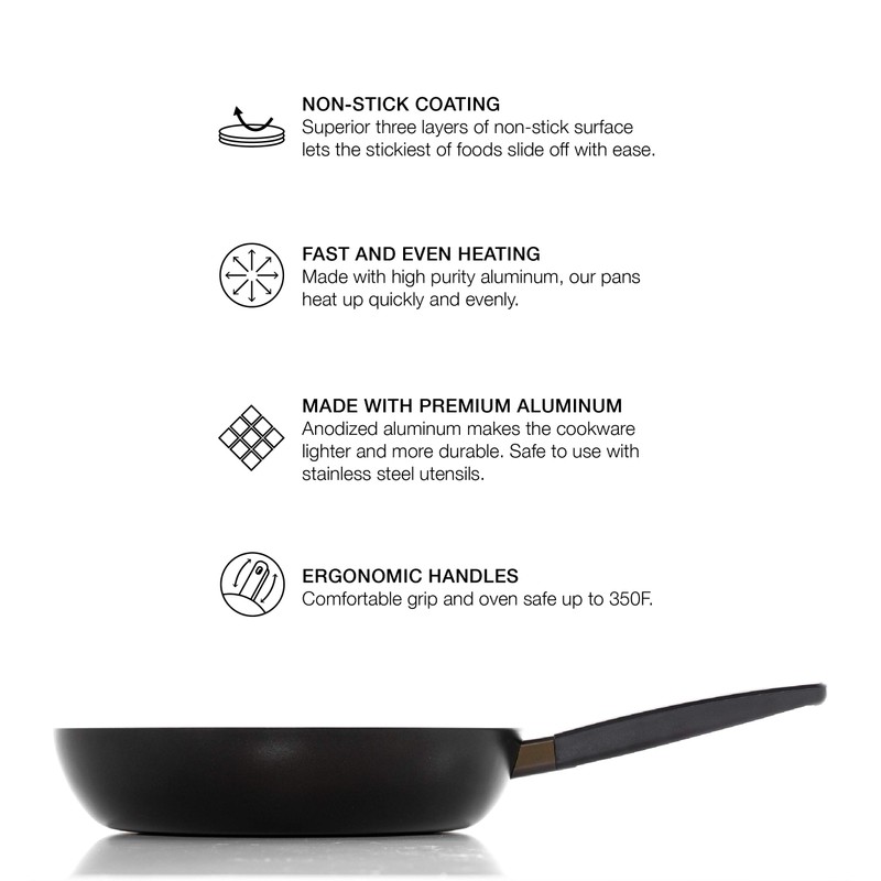 LocknLock Hard & Light Black Frying Pan 12 inch Cookware