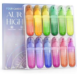 Four Candies 12 piezas de resaltadores en colores surtidos, lindo set de resaltadores en tonos pastel, secan rápidamente, punta biselada suave, resaltador sin manchado, resaltadores estéticos para