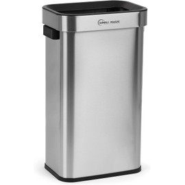 Simpli-Magic 70 Liter / 18.5 Gallon Open Top Trash Can with Stainless Steel, Sleek Finish, Rectangle