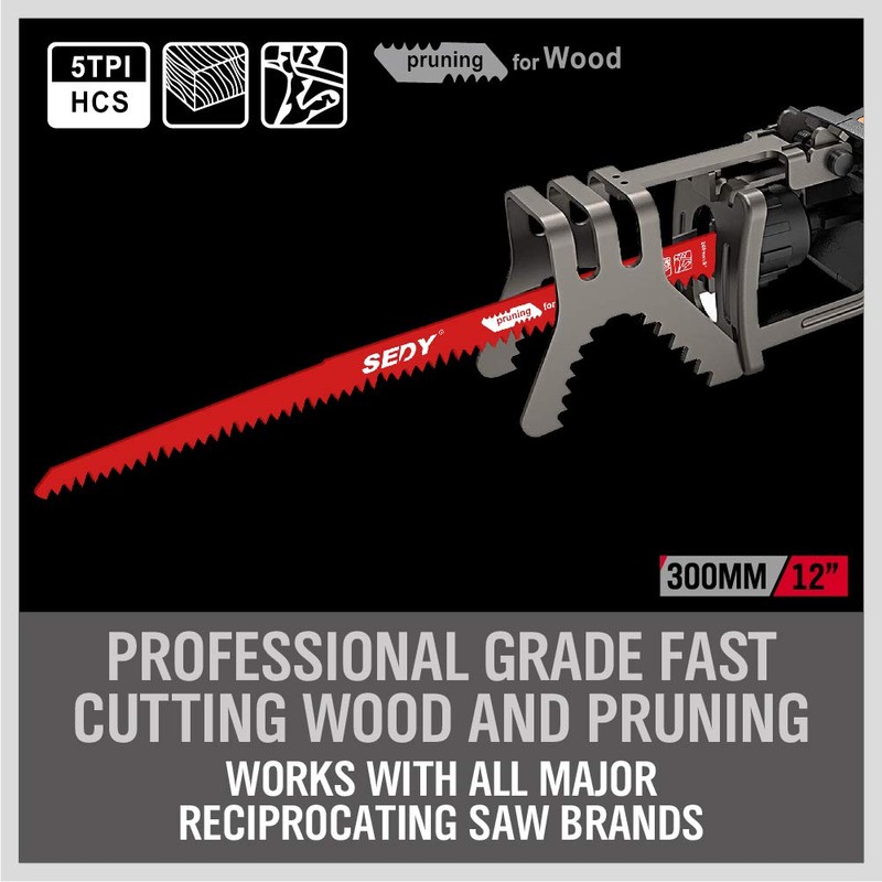 12-Inch Wood Pruning Reciprocating Saw Blades, 5TPI Saw Blades for