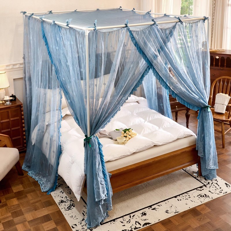 AIKASY Bed Canopy Mosquito Net for 4 Corner Post Beds,