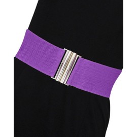 Ro Rox Florence Vintage Belt | Elasticated Belt For Women | Retro Wide Belt | Nurse 50's Style Belt | Belt With Stretch | Ladies Belts For Dresses With Silver Buckle, Purple, S