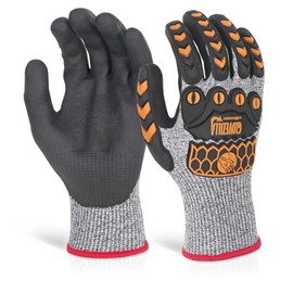 beeswift Glovezilla Nitrile Palm and PVC Back Coated Glove Cut Proof/Tear Resistance Safety Gloves Personal Protective Equipment Work Gloves PPE Workwear – Grey – Large