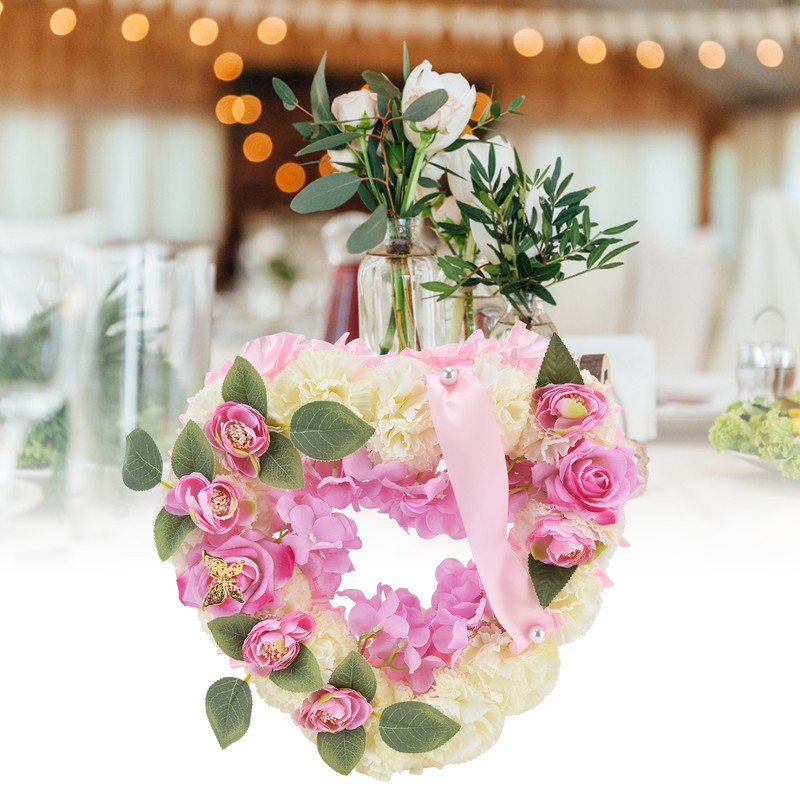 Artificial Heart Shaped Wreaths Wedding Wreaths Fake Flowers Decoration for