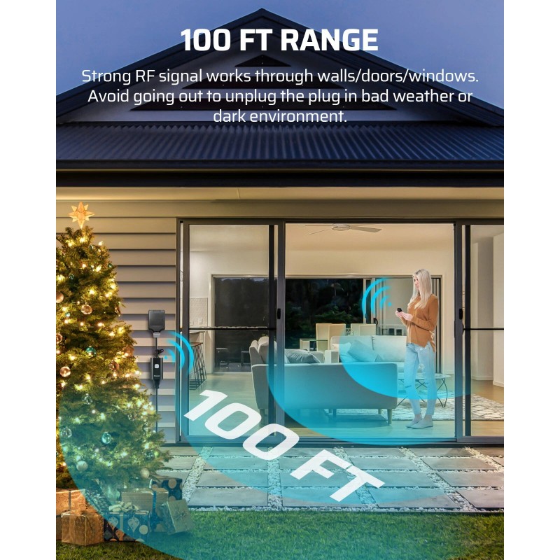 DEWENWILS Outdoor Remote Control Outlet, Weatherproof for Lights Outdoor, 100FT