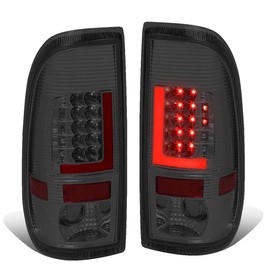 Auto Dynasty Tail Lights Compatible with Ford F250 F350 F450 F550 Super Duty, Driver and Passenger Side L-Style Red 3D LED Bar Brake Lamps Replacement, Chrome Housing Smoked Lens