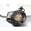 JewelryWe Classic Hand-Wind Mechanical Pocket Watch Skeleton Black Hollow Spider