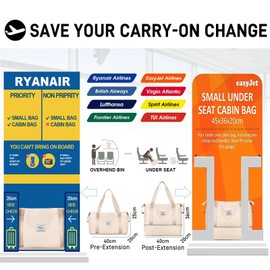 Travel Bag, Women’s Sports Bag, 40 x 20 x 25 cm, Ryanair Hand Luggage, Weekender Bag, Swimming Bag, Waterproof Travel Bag, Duffle Bag, Fitness Bag, Training Bag, for Trips and Gym, D2 Beige, travel