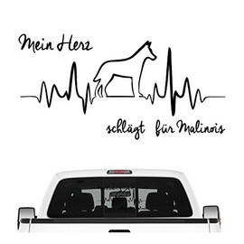 siviwonder Malinois Belgian Mali Sticker Car Heart Heartbeat Dog Sticker Dog Foil Colour Black Size 30 cm