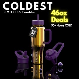 Coldest 46oz 100% Leak Proof Insulated Tumbler with Lid & Straw (3 Lids) - Stainless Steel for Women & Men - Travel Containers, Chug & Drinkware:_Executive Wood+_46oz