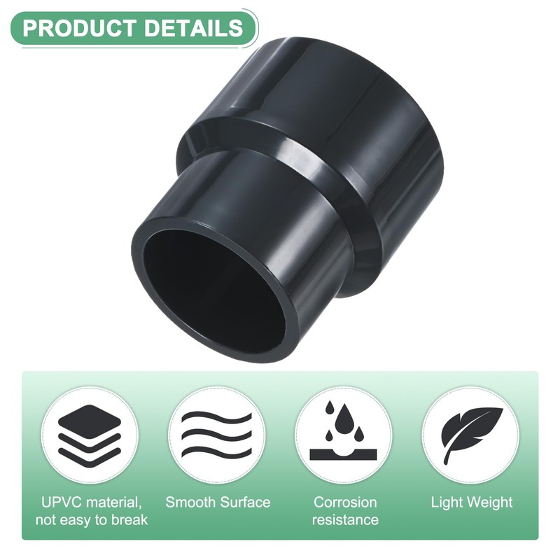 M METERXITY 1-Pack UPVC Reducer Pipe Fitting, DN50x40 Reducing Coupling