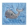 Whale (1379) - Embroidered Lightweight Plain Fleece Baby Blanket (White)