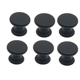 BOZONLI Pack of 6 Matt Black Drawer Knobs, Furniture Knobs, Cupboard Knobs, Drawer Handles, Chest of Drawers, Flat Mushroom Type, 25 mm Knob for Kitchen, Cupboard, Drawer