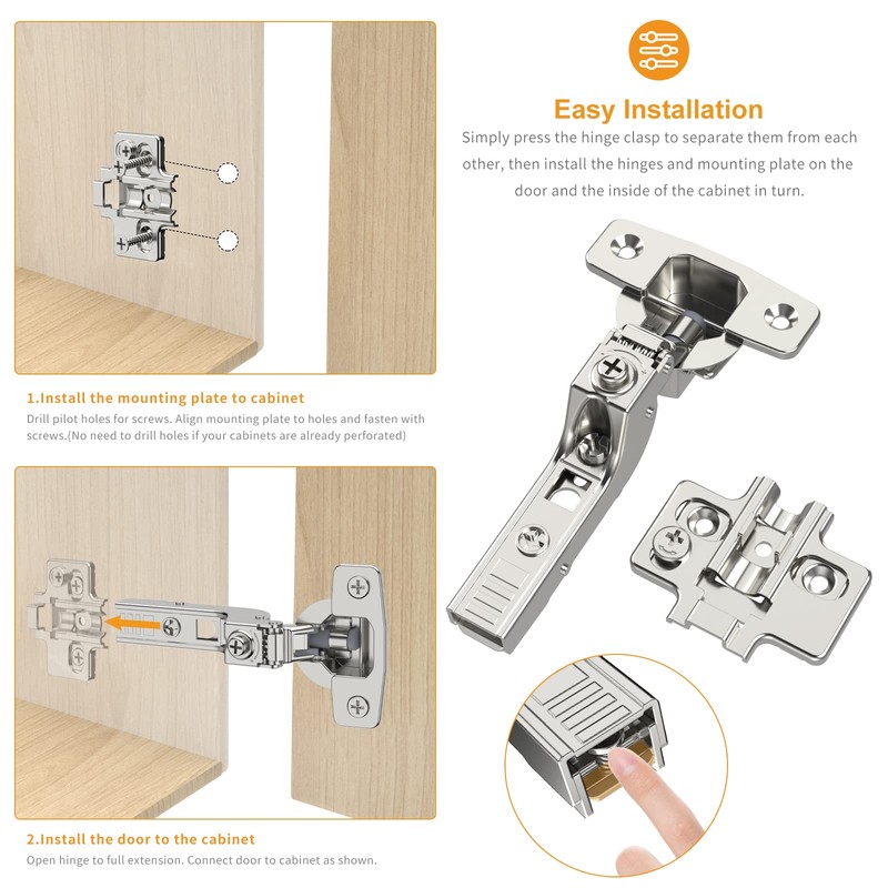 Chibery 20 Pack Frameless Inset Soft Close Concealed European Hinges,
