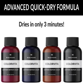 MALVIANI Leather Repair Color Restorer - Dark Gray - Repair Couch, Car Seat, Furniture, Sofa & Purse - 1 oz.