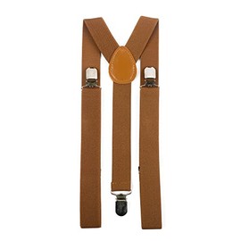 Hat To Socks Mens Womens Adjustable Braces Suspenders with Strong Metal Clips (Light Brown)