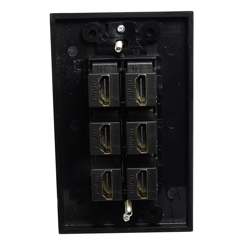 RiteAV - 6 Port HDMI 2.0 Decorative Wall Plate (Black)