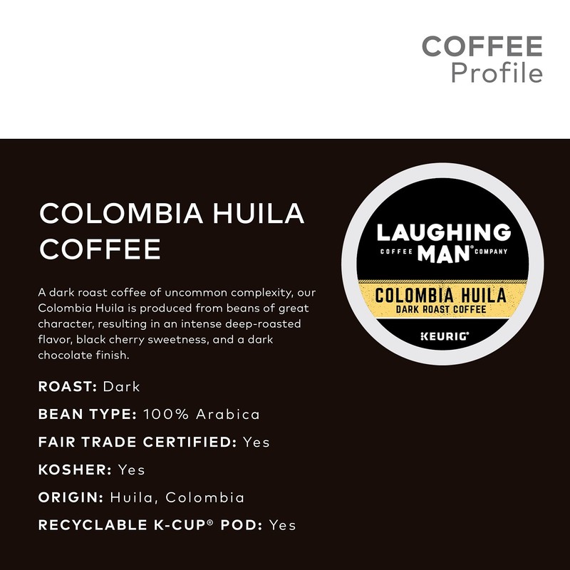Laughing Man Columbia Huila, Single-Serve Keurig K-Cup Pods, Dark Roast