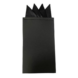Cotim Coyin Prefolded Suit Pocket Squares, Pre-Folded Card Solid Color Handkerchief, Black