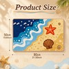 VISSTREE Beach Coastal Bathroom Rug, Colorful Ocean Wave Bath Mat