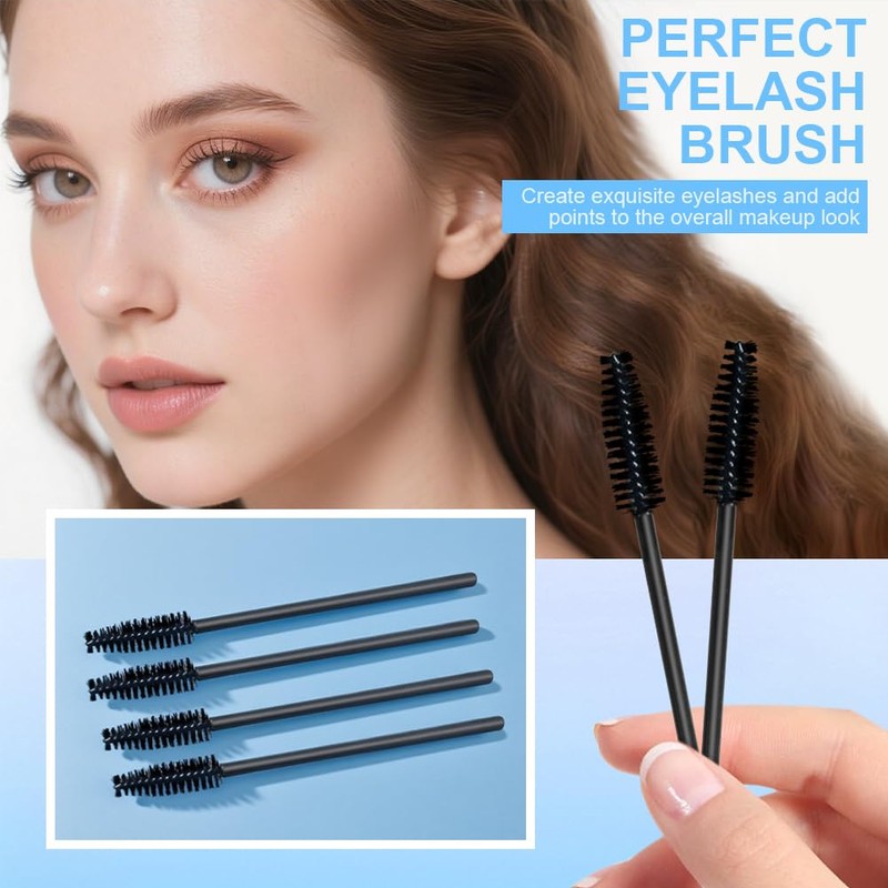 LOPHE 200PCS Disposable Eyelash Brushes, Mascara Eyelash Wands Brush Spoolies