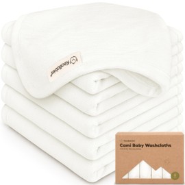 6-Pack Cotton Baby Washcloths for Newborn - Organic Cotton Muslin Soft Wash Cloths for Babies, Infant, Kids, Toddler Towels for Boy,Girl,Super Absorbent Face Cloths,Scratch-free Baby Rags (Soft White)