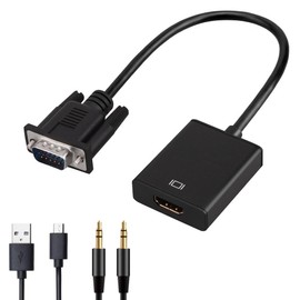 WJBCNEENT VGA to HDMI Adapter Converter 1080P with Audio USB Power Cable for Monitors HDTV Projector Desktop, Plug and Play No Driver