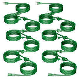 K KASONIC - Outdoor Extension Cord 100 FT, Evenly Spaced 12 Outlets Plugs, 16/3 SJTW Weatherproof Multiple Outlets Wire for Landscaping Light, Holiday Decoration and Christmas, ETL Listed, Green