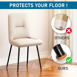 PISAO 24 Pcs Chair Leg Floor Protectors, Silicone Chair Leg Protectors Caps Covers for Hardwood Floors, Furniture Pads Sliders with Wrapped Felt Bottom Extra Small (Fit:0.5"-0.75")