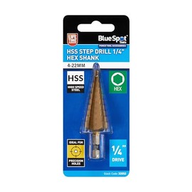 Blue Spot Tools 32052 HSS Step Drill (1/4" Hex Shank) (4-22MM)