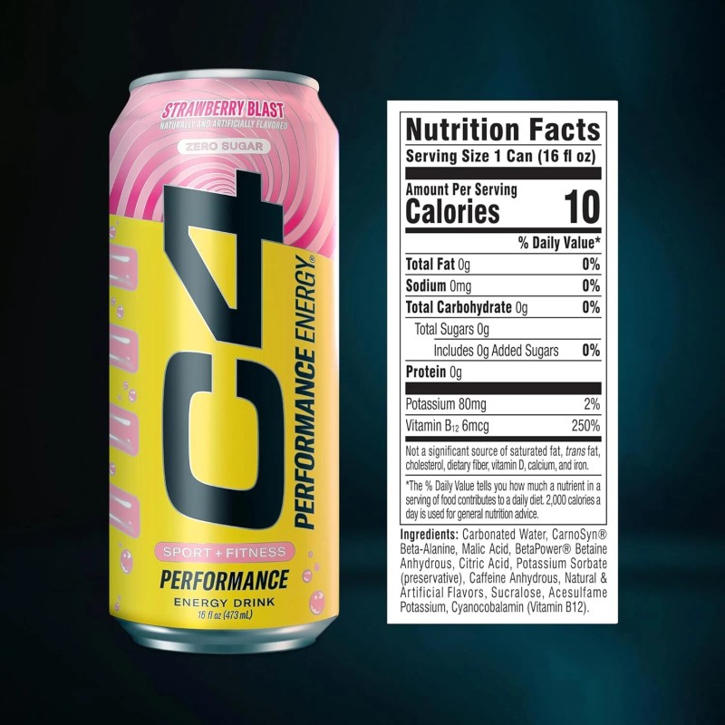 Cellucor C4 Performance Energy Drink STARBURST Strawberry Sugar Free Pre