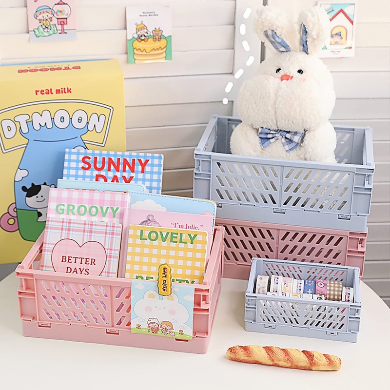 Plastic Baskets for Desk Organizing, Drawer Organizer, 2 Medium+2 Small