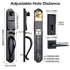 NEWBANG HARDWARE Keypad Deadbolt and Dummy for Double Front Door, Heavy Duty and Matte Black Finish, USMDHST2018DB-E-SET