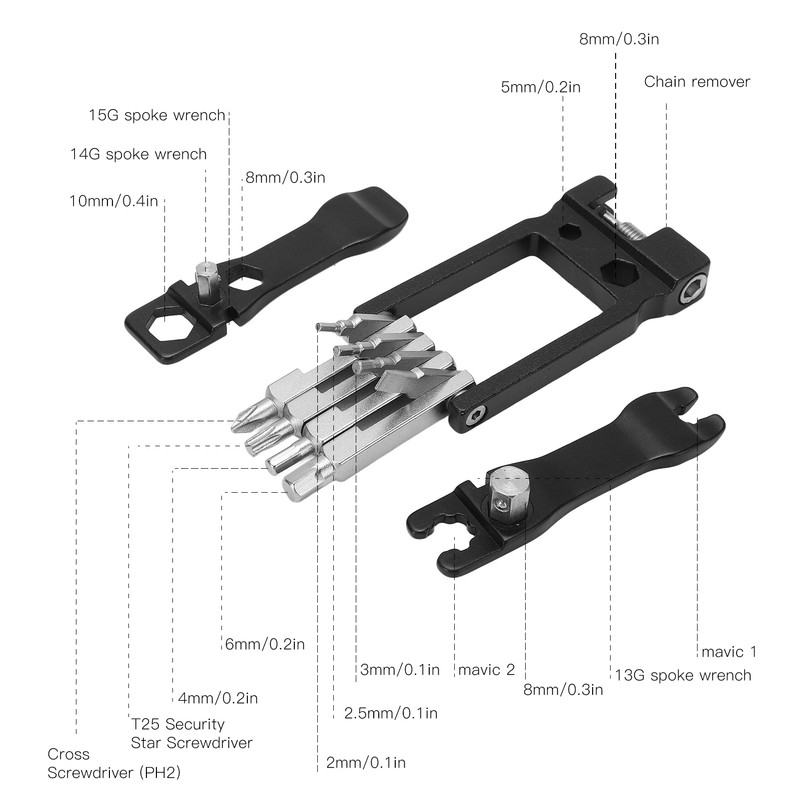 19 in 1 Bicycle Repair Tools Kit Chain Remover Spoke