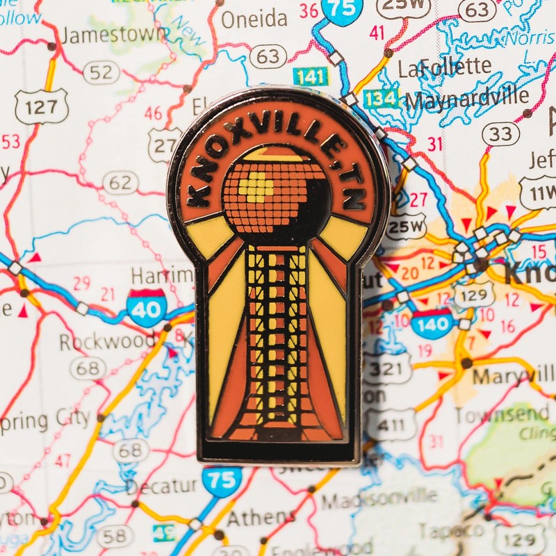 Vagabond Heart Knoxville Tennessee Enamel Pin - Sunsphere Souvenir -