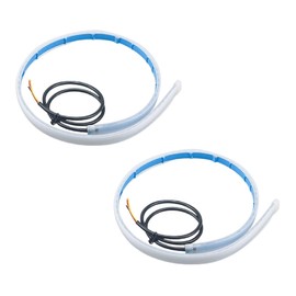 ZIMISI 2PCS Car LED Strip Lights, 24 Inch Waterproof Vehicle DRL Strip Daytime Running Light, Dual Color Auto Turn Signal Lamp Strips, Flexible Headlight Strips for Car, Truck, SUV, etc (Blue/Yellow)