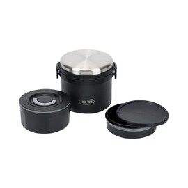 Pearl Metal Home Label HB-5665 Lunch Jar, 1000, Bento Lunch Box , Donburi, All Vacuum, Stainless Steel, Heat Retention, Cold Retention, Black