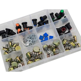 Potentiometer Kit, 1K ohm-100K ohm Multiturn Trimmer Potentiometer 3296W, 5K 10K 20K 50K 100K Ohm Single Linear Taper 3 Pins Rotary Potentiometers Resistor with Pots Knobs Kit